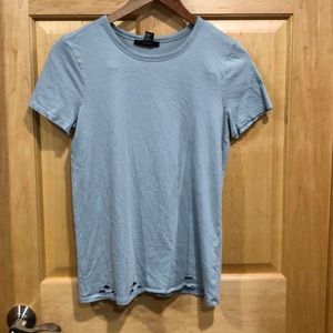BOGO Forever 21 Soft Blue Tee destroyed look size S